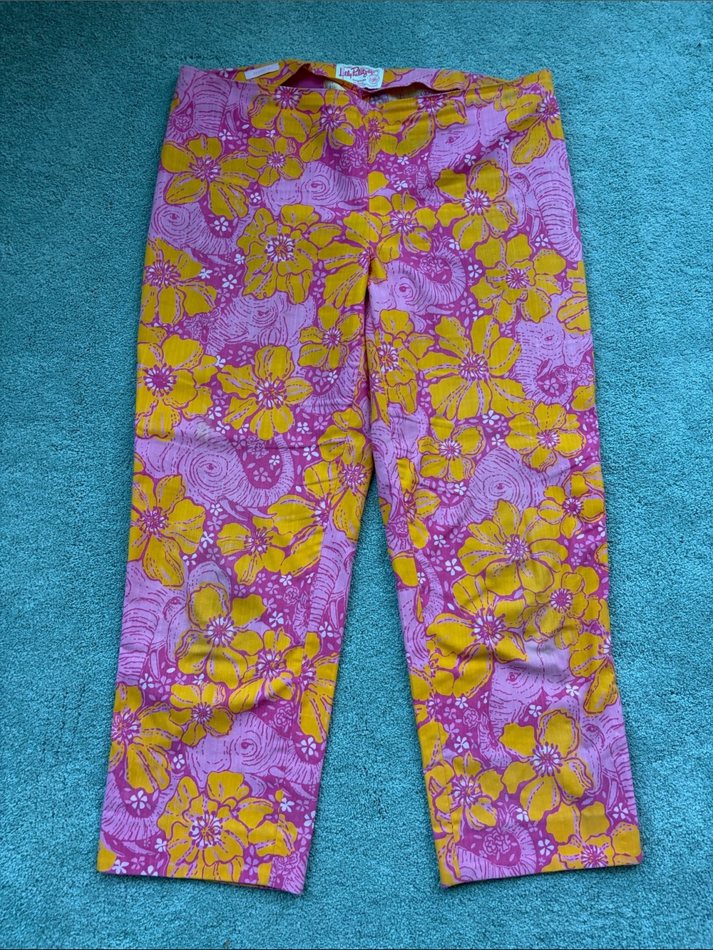 Lilly Pulitzer Pink & Yellow Floral Cropped Pants